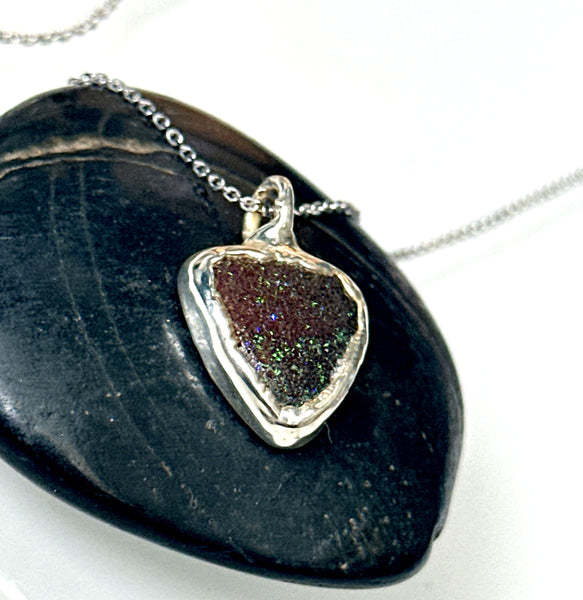Boulder Opal Fairy Matrix Silver Pendant Necklace