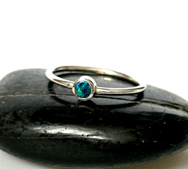 Black Opal Sterling Silver Ring