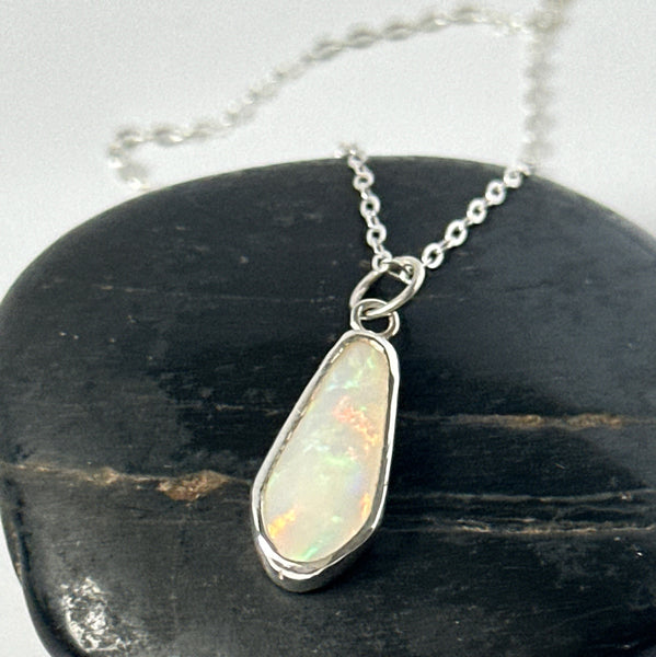 Coober Pedy Opal Sterling Silver Pendant Necklace