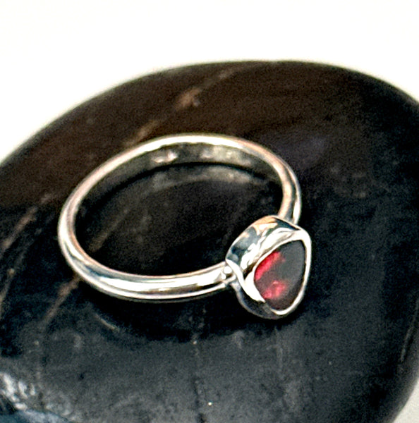 Lightning Ridge Black Opal Sterling Silver Ring