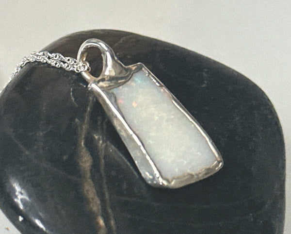 Coober Pedy Opal Silver Pendant Necklace