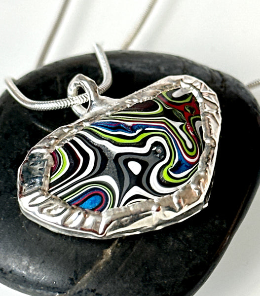 Fordite Silver Pendant Necklace