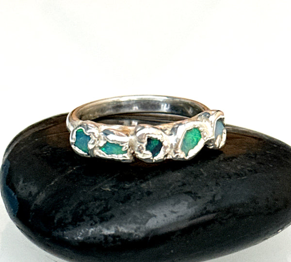 5 Opal Silver Ring