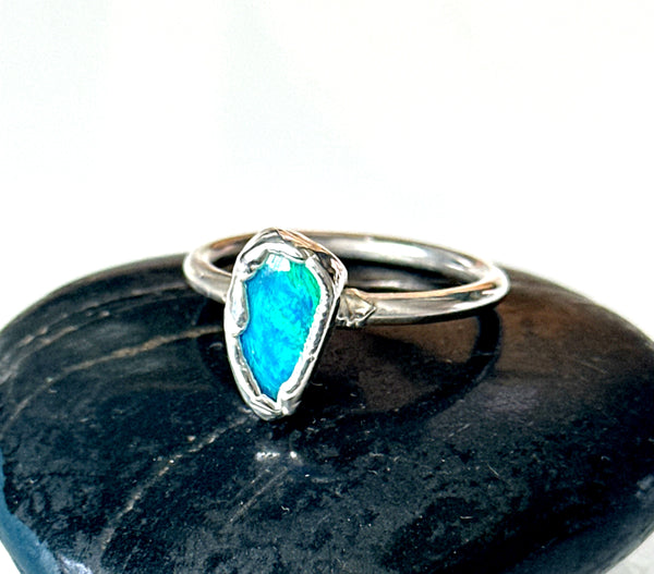 Lightning Ridge Opal Silver Ring
