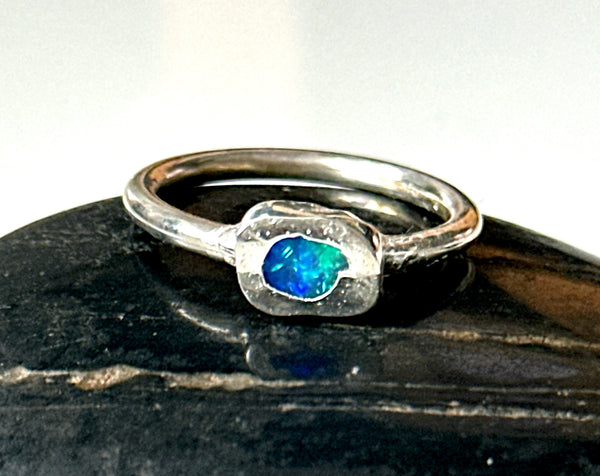 Lightning Ridge Opal Silver Ring