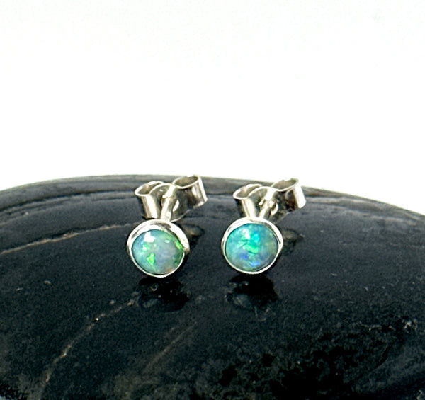 Coober Pedy Opal Stud Silver Earrings