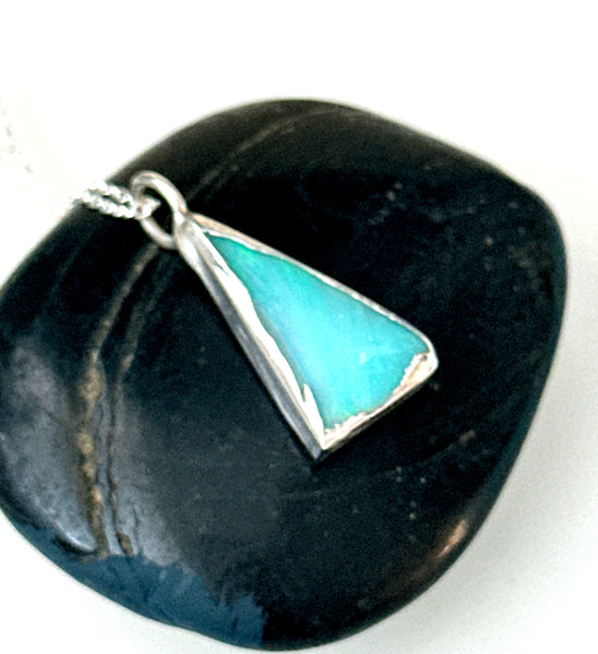 Opal Silver & Copper Formed Pendant Necklace
