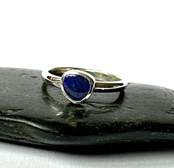 Solid Black Opal Sterling Silver Ring