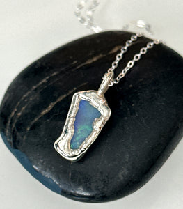 Lightning Ridge Opal Silver Pendant Necklace