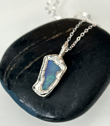 Lightning Ridge Opal Silver Pendant Necklace