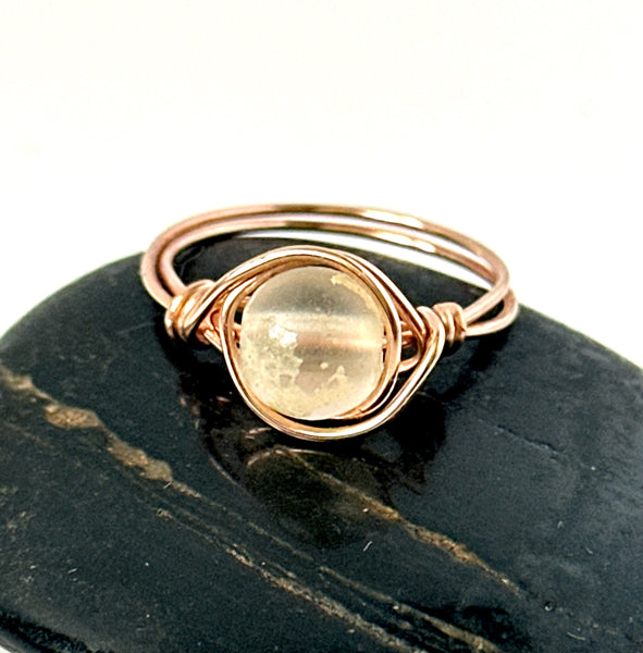 Quartz 14 Carat Rose Gold Wire Ring
