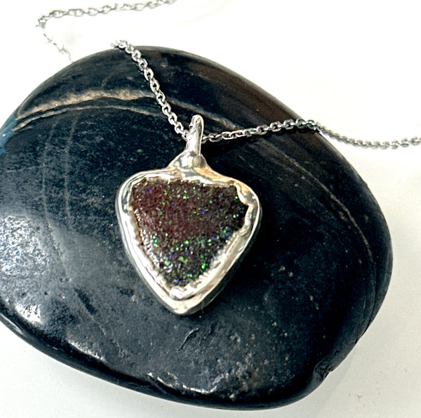Boulder Opal Fairy Matrix Silver Pendant Necklace
