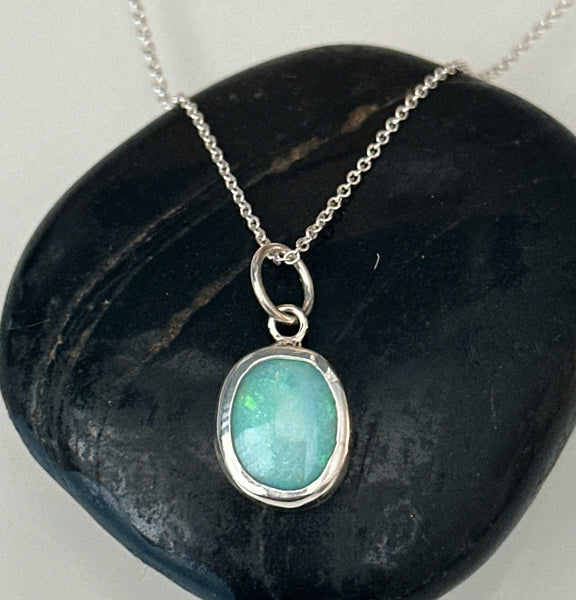 Coober Pedy Opal Sterling Silver Pendant Necklace