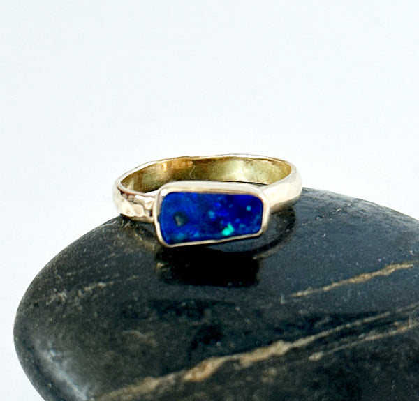 9 carat Gold Black Crystal Opal Ring