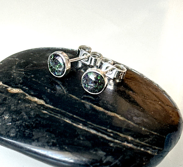 Fairy Matrix Opal Sterling Silver Stud Earrings