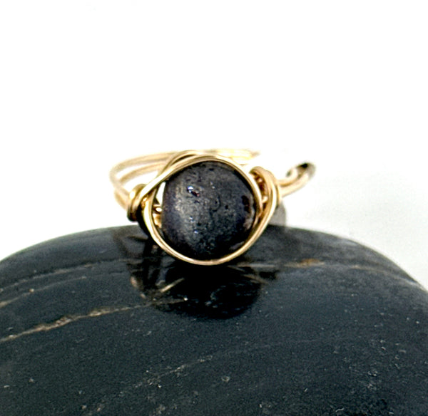 Titanium Quartz 14 Carat Rose Gold Filled Wire Ring