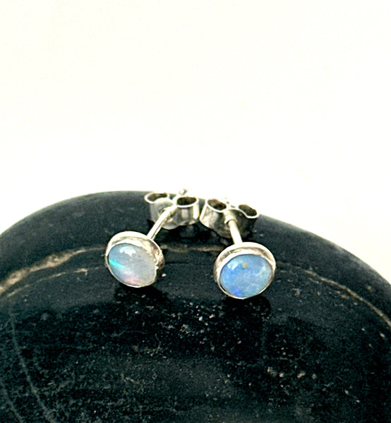 Lightning Ridge Solid Opal Sterling Silver Stud Earrings