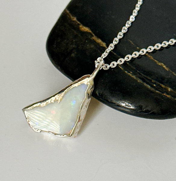 Coober Pedy Opal Silver Pendant Necklace