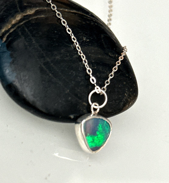 Mintabie Opal Sterling Silver Pendant Necklace