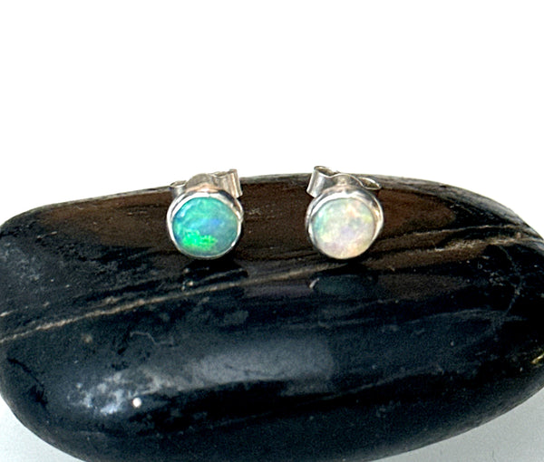 Coober Pedy Opal Sterling Silver Stud Earrings