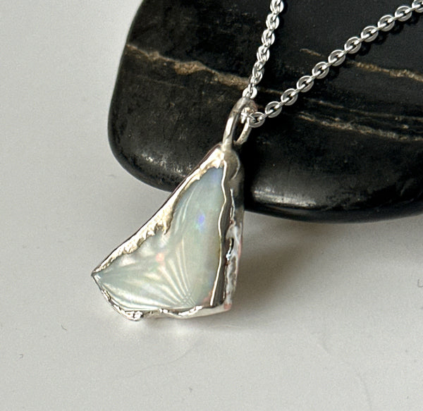 Coober Pedy Opal Silver Pendant Necklace