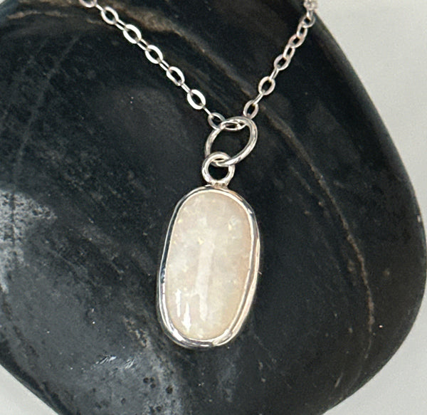 Solid Coober Pedy Opal Sterling Silver Pendant Necklace