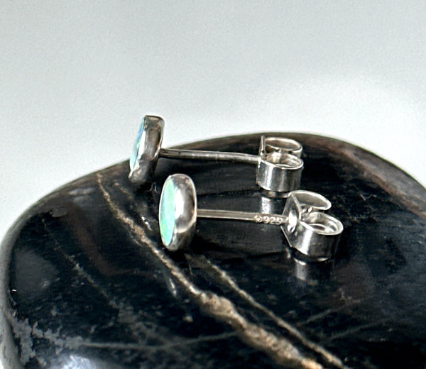 Solid Mintabie Opal Sterling Silver Stud Earrings