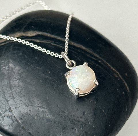 Coober Pedy Opal Silver Pendant Necklace
