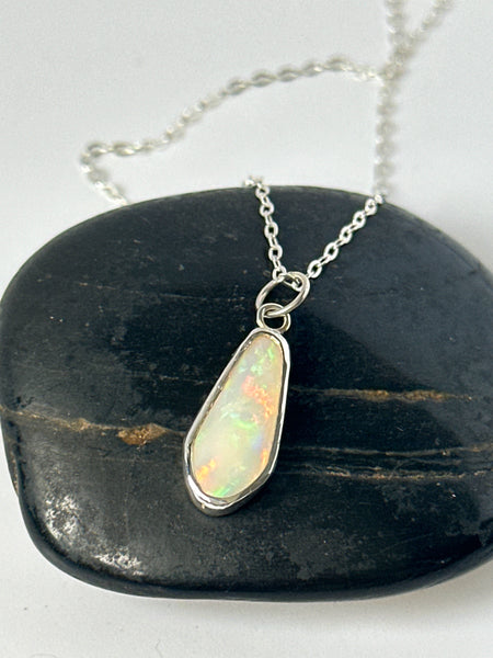 Coober Pedy Opal Sterling Silver Pendant Necklace