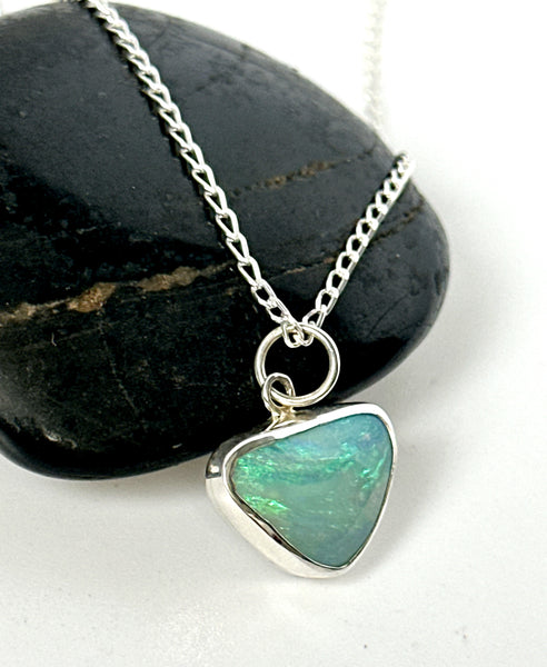 Coober Pedy Opal Silver Pendant Necklace
