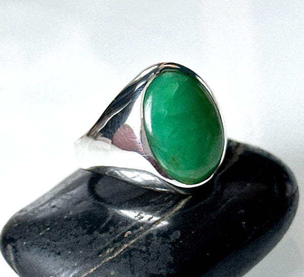 Chrysoprase Sterling Silver Signet Ring