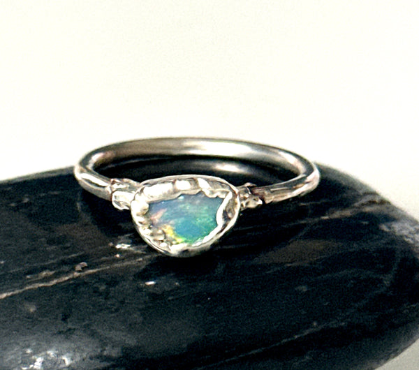 Lightning Ridge Opal Silver Ring
