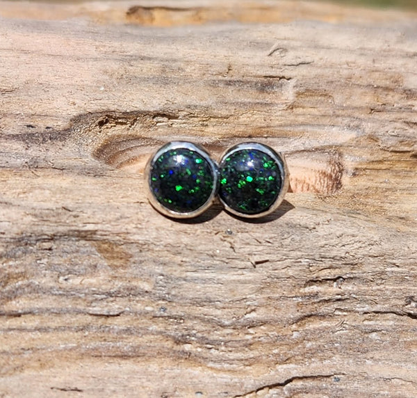 Andamooka Opal Matrix Stud Silver Earrings