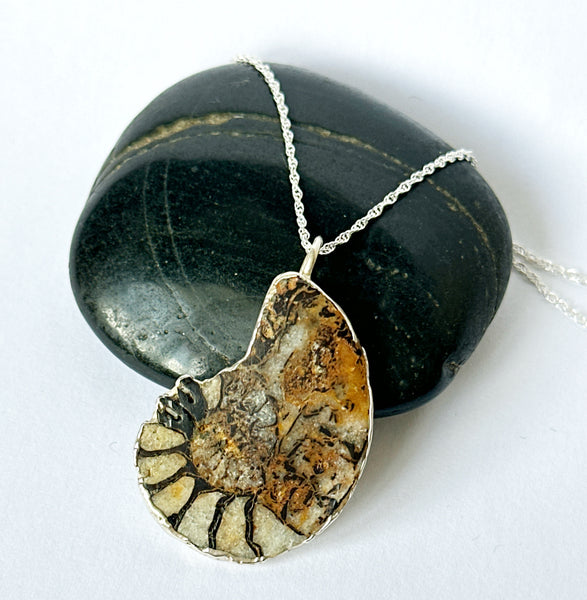 Silver Formed Ammonite Pendant Necklace