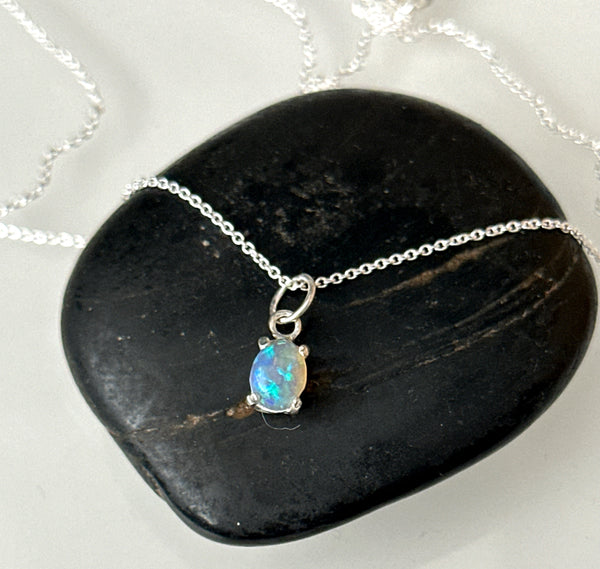 Coober Pedy Opal Sterling Silver Pendant Necklace