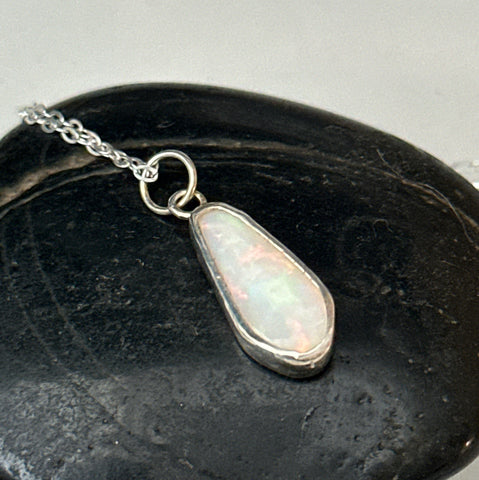 Coober Pedy Opal Sterling Silver Pendant Necklace