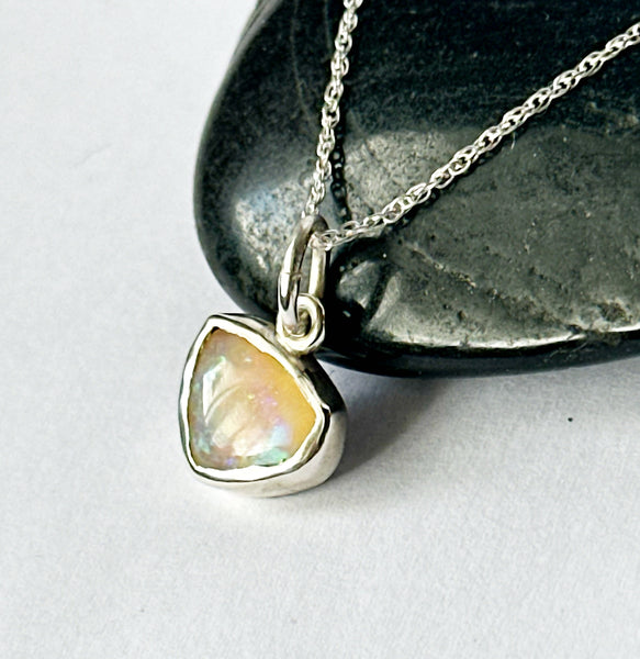 Solid Coober Pedy Opal Sterling Silver Pendant Necklace