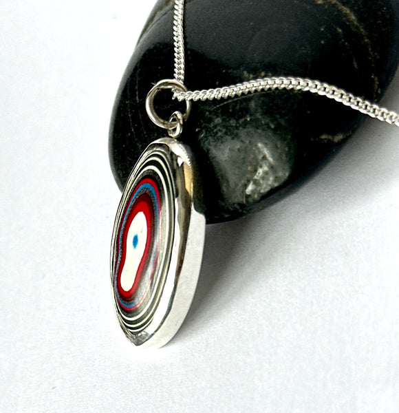 Fordite Sterling Silver Unisex Pendant Necklace