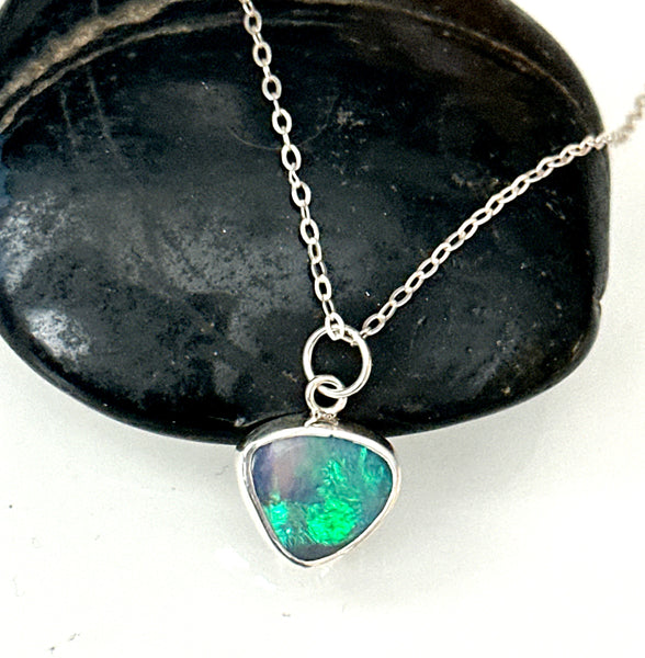Mintabie Opal Sterling Silver Pendant Necklace