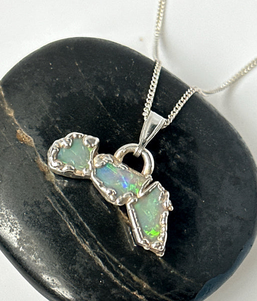 Mintabie Opal Silver Pendant Necklace