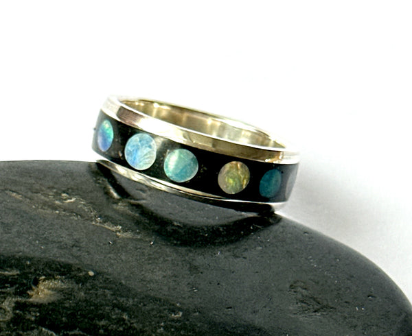 Opal Inlay Sterling Silver Ring