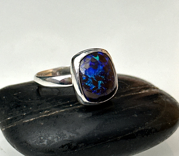 Boulder Opal Sterling Silver Ring