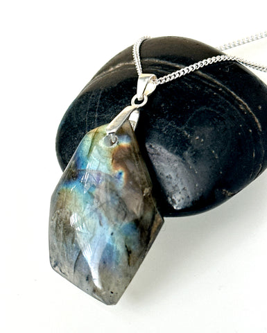 Labradorite Sterling Silver Pendant Necklace
