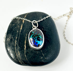 Boulder Opal Sterling Silver Pendant Necklace