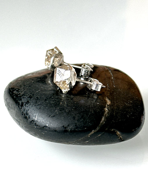 Golden Enhydro (Petroleum Diamond Quartz) Silver Stud Earrings