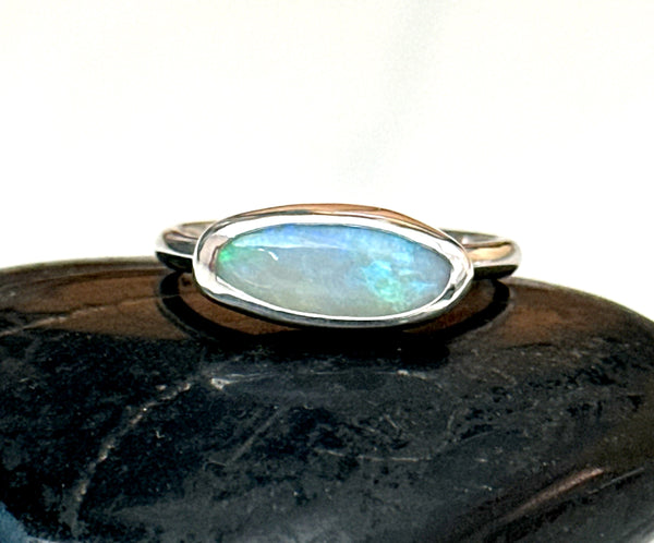 Mintabie Crystal Opal Sterling Silver Ring