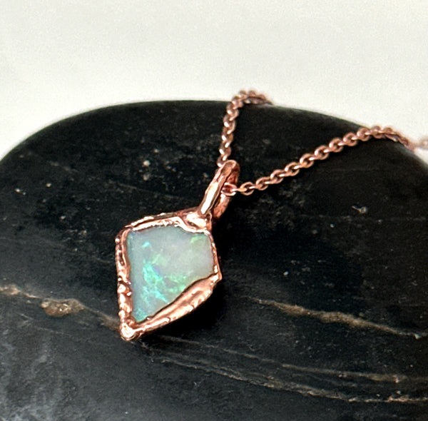 Coober Pedy Opal Rose Gold Pendant Necklace