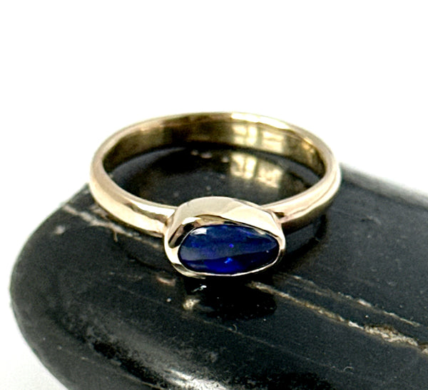 Solid Black Opal 9 carat Gold Ring