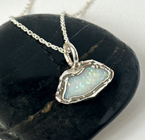 Coober Pedy Opal Silver Pendant Necklace