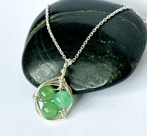 Jade Nest Sterling Silver Pendant Necklace